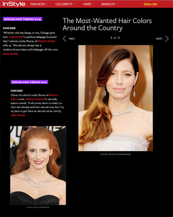 Maxine Salon ColoristLeslie Shores featured on InStyle.com March 10, 2014